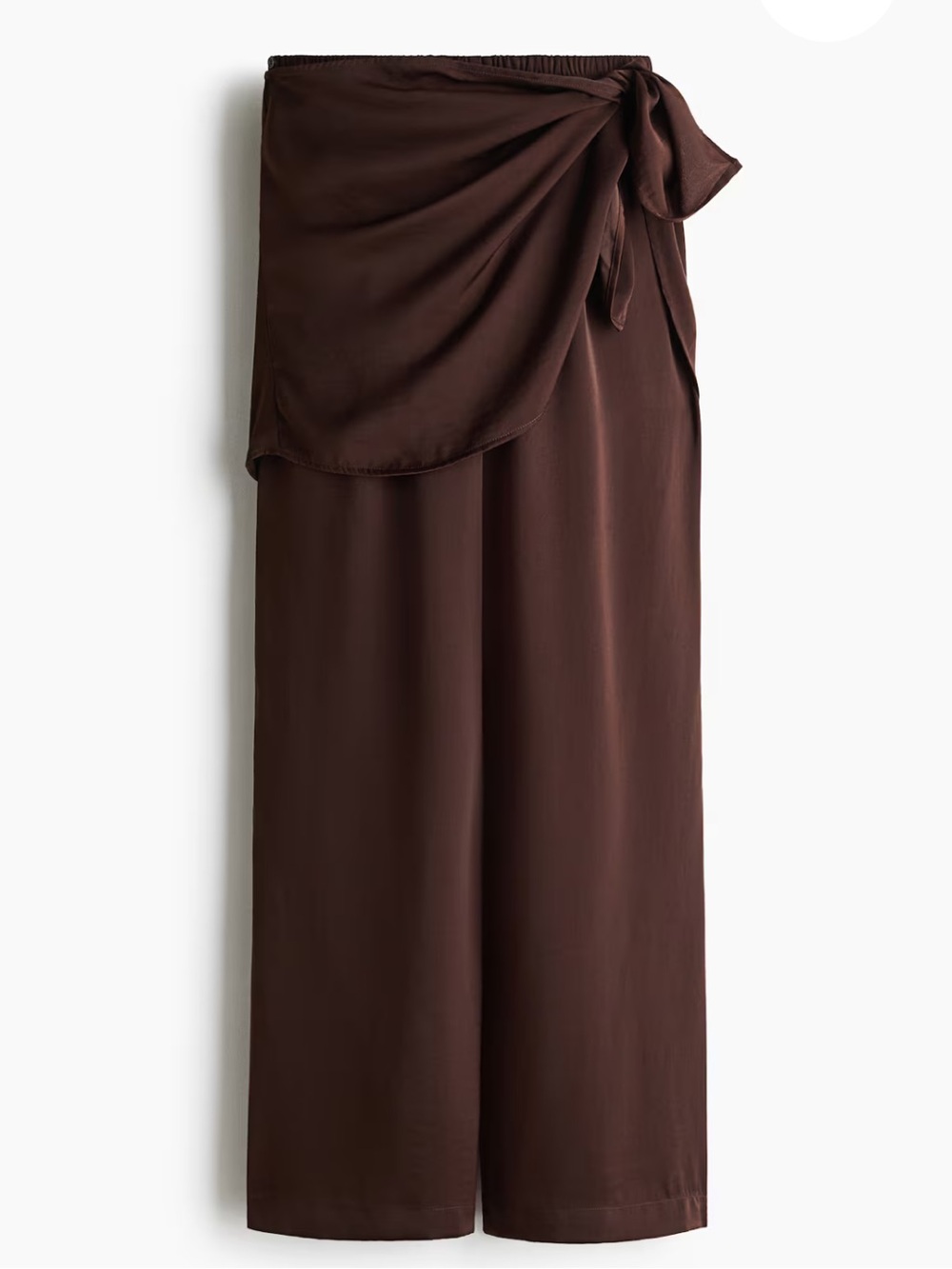 Brown Wrap-Front Wide Leg Pants